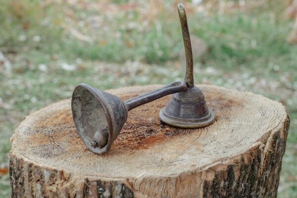 A Pair of Brass Metal Bells Musical Instrument